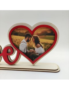 Scritta love con cuore portafoto